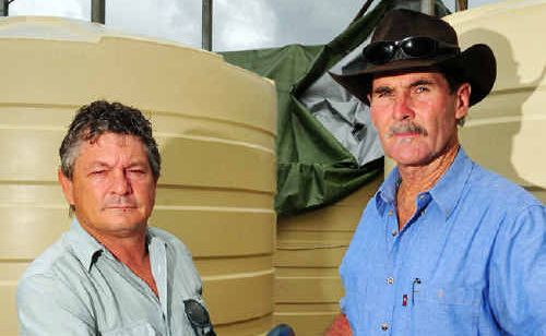 Dave Lovegrove (left) and Danny Hood have offered fertiliser to flood-ravaged primary producers. Dave Lovegrove (left) and Danny Hood have offered fertiliser to flood-ravaged primary producers.